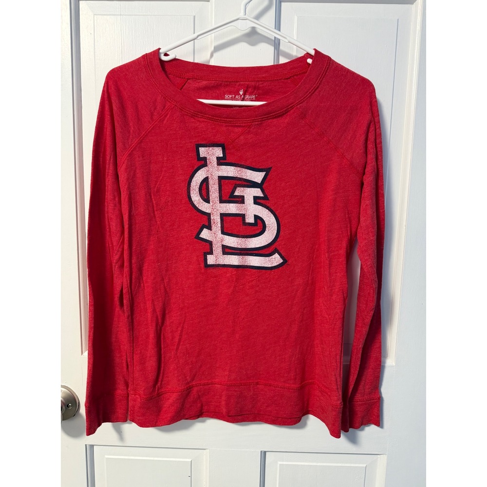 Soft As A Grape Cardinals Shirt Womens M Red Raglan Logo